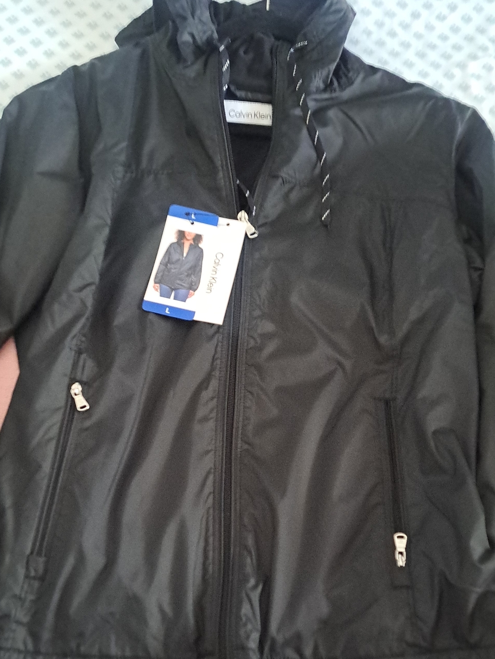 Calvin Klein Black Hooded Raincoat Jacket